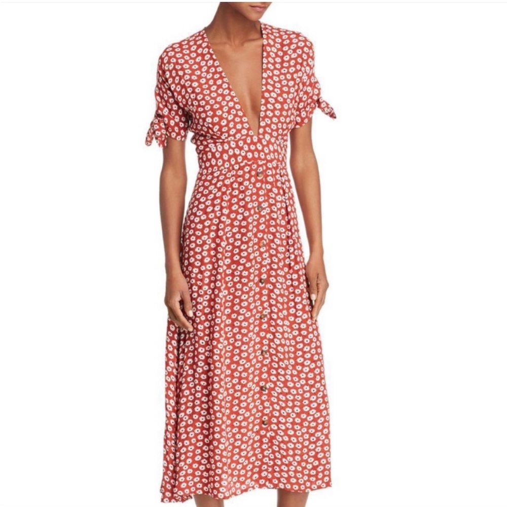 Faithfull the Brand Red Floral Midi Dress - Picture 3 of 11